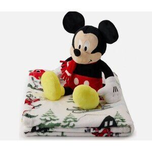 Disney Mickey Mouse Pillow Buddy & Throw Blanket Set 50”x60” New & Sealed